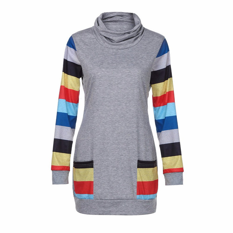 Womens Color Block Striped Blouse Long Sleeve - Humble Ace