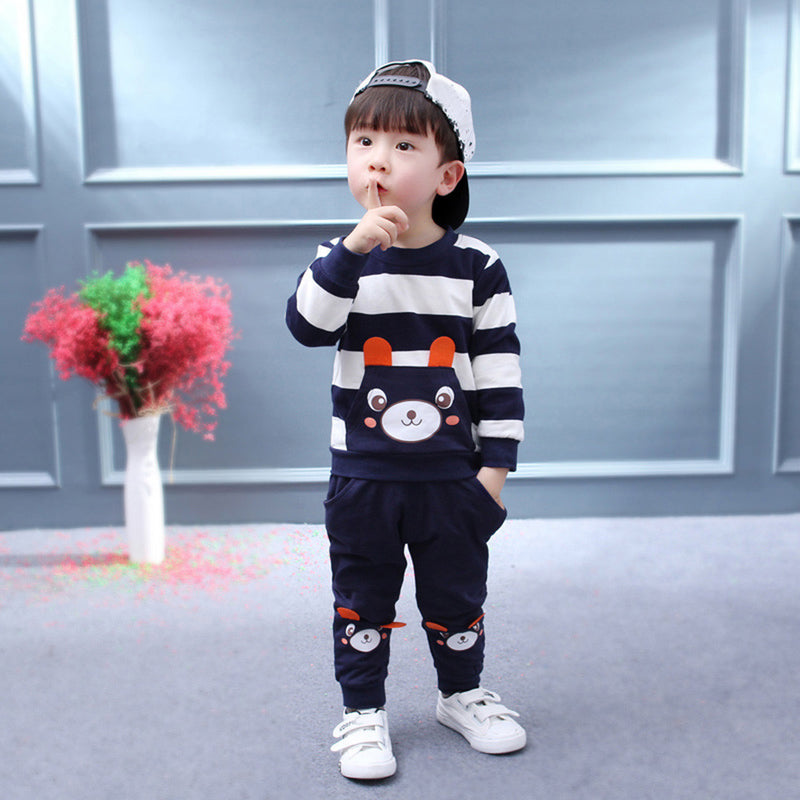 Boy Clothes Set Striped Bear Tops+Pants Outfit - Humble Ace