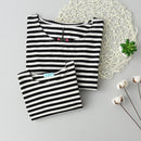 Family Matching Outfits Mother And Daughter Full Black Striped Dress