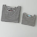 Family Matching Outfits Mother And Daughter Full Black Striped Dress