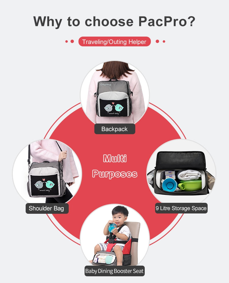 Portable Baby Booster Seat -Storage- multifunctional